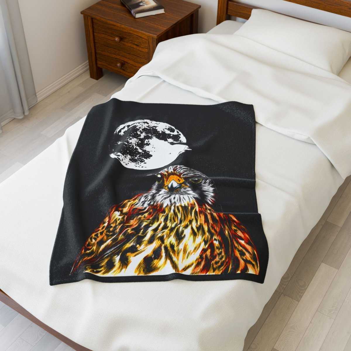 Wildlife Moonlit Velveteen Plush Blanket - Cozy Bird Design - Curran Artworks