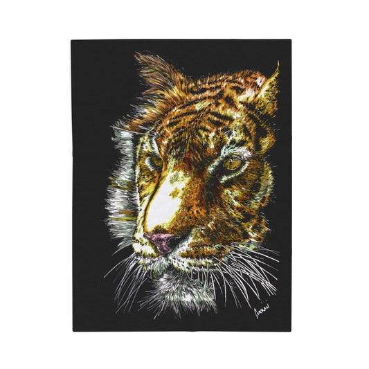 Wildlife Tiger Velveteen Plush Blanket – Cozy Art for Animal Lovers - Curran Artworks