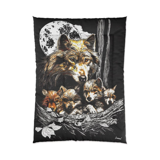Wolf Family Comforter - Cozy Bedding for Nature Lovers - Curran Artworks