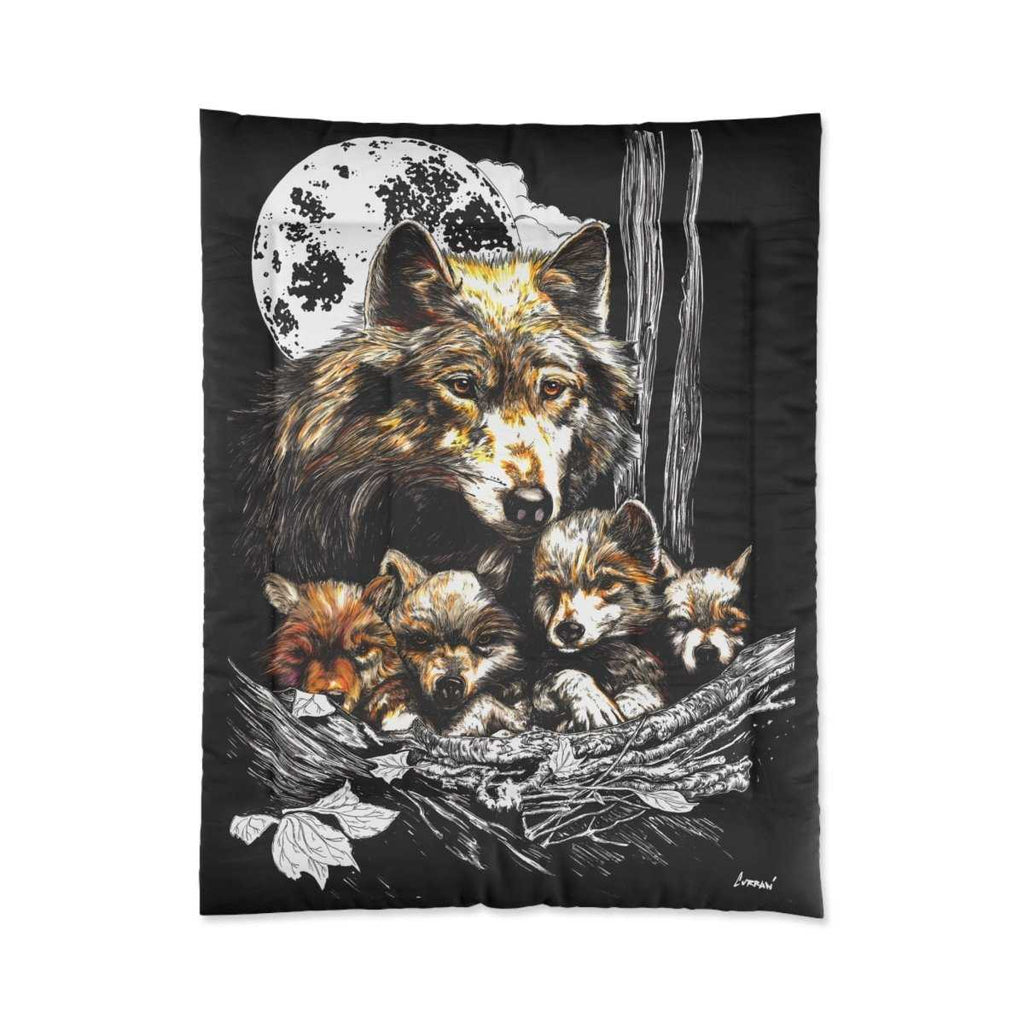 Wolf Family Comforter - Cozy Bedding for Nature Lovers - Curran Artworks