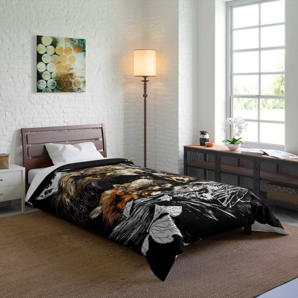 Wolf Family Comforter - Cozy Bedding for Nature Lovers - Curran Artworks