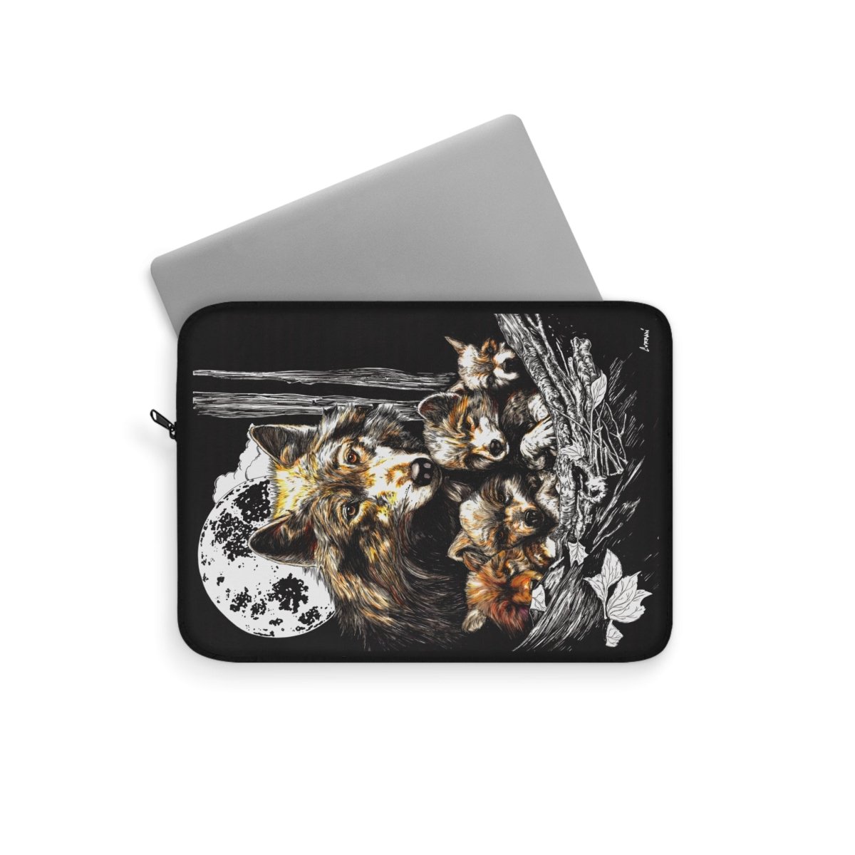 Wolf Family Laptop Sleeve - Nature - Inspired Design for Animal Lovers - Curran Artworks