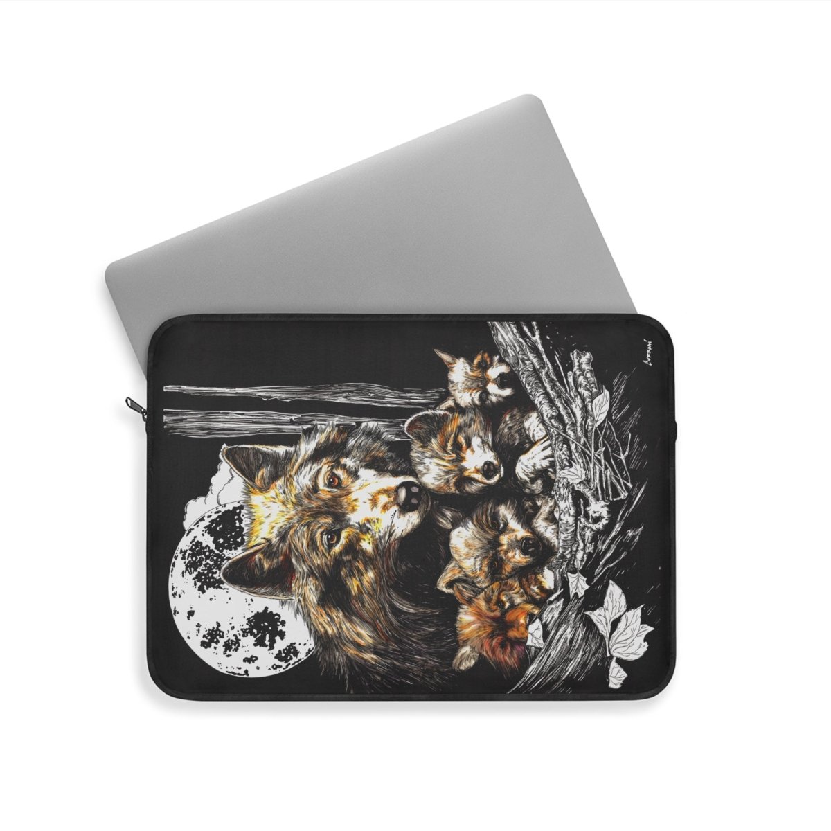 Wolf Family Laptop Sleeve - Nature - Inspired Design for Animal Lovers - Curran Artworks