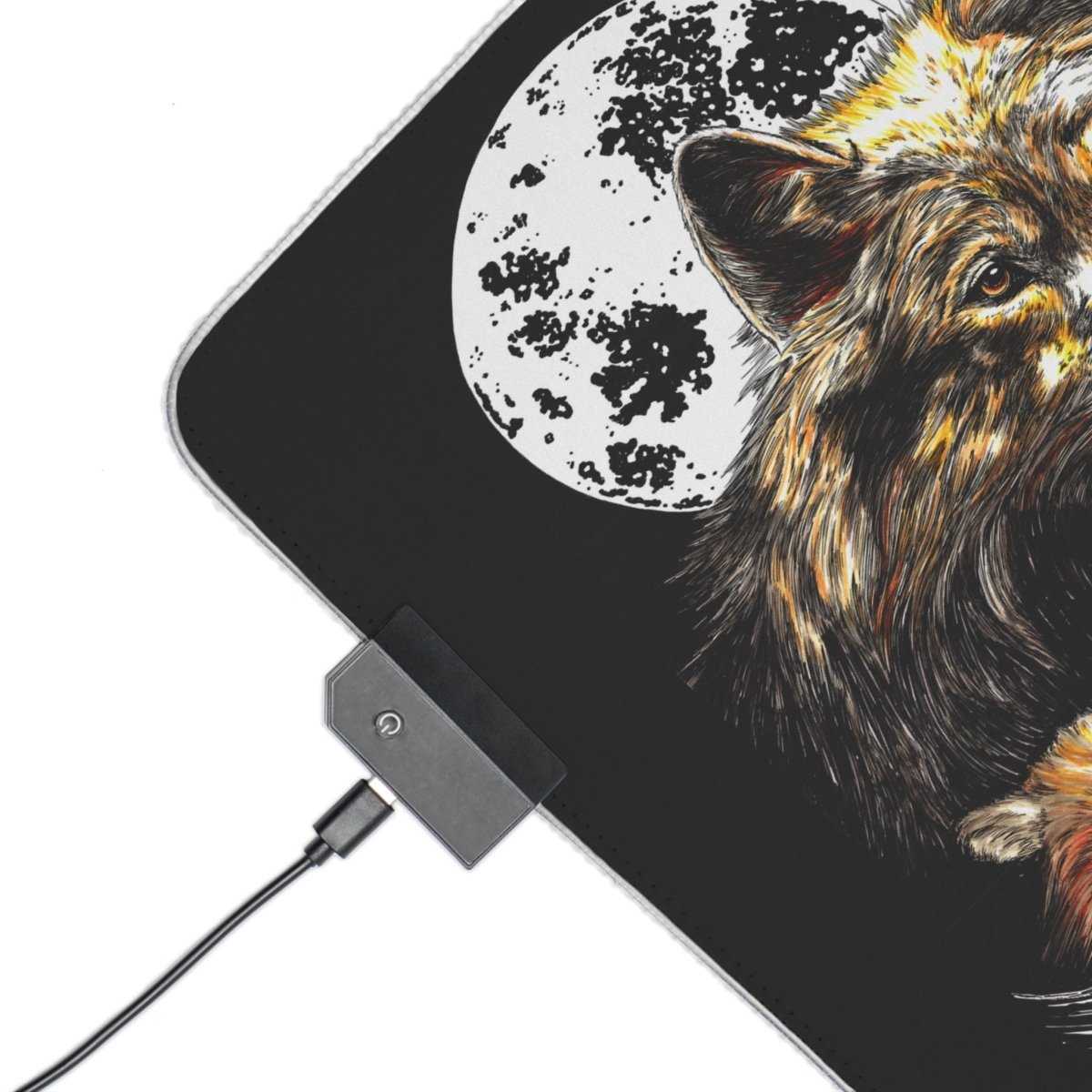 Wolf Family LED Gaming Mouse Pad - Illuminated Desk Accessory for Gamers - Curran Artworks