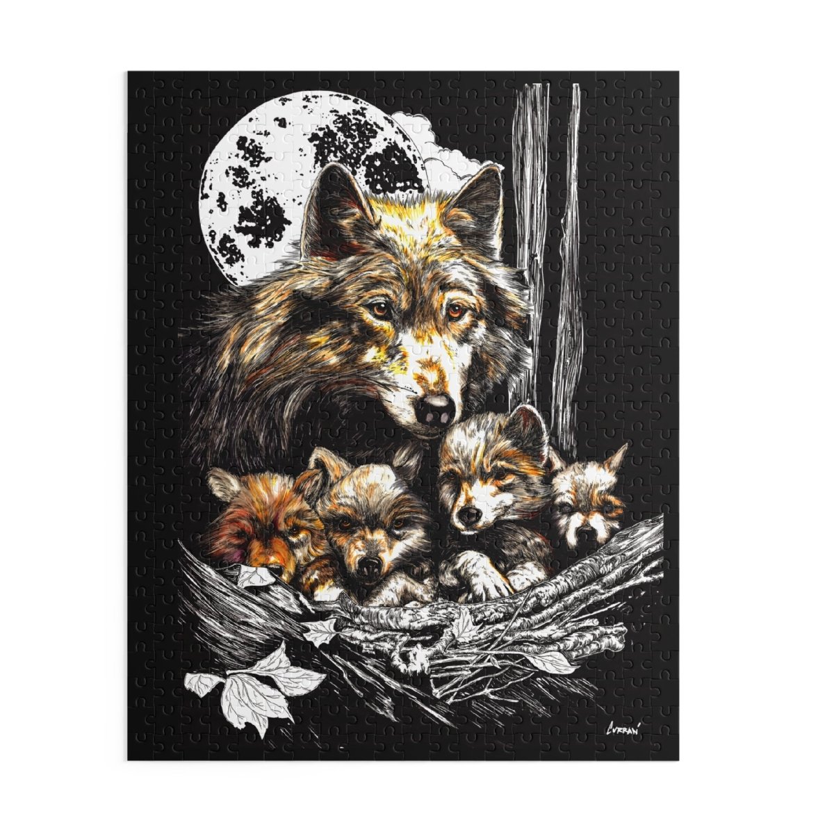 Wolf Family Puzzle - 120, 252, 500 - Piece Jigsaw for Nature Lovers - Curran Artworks