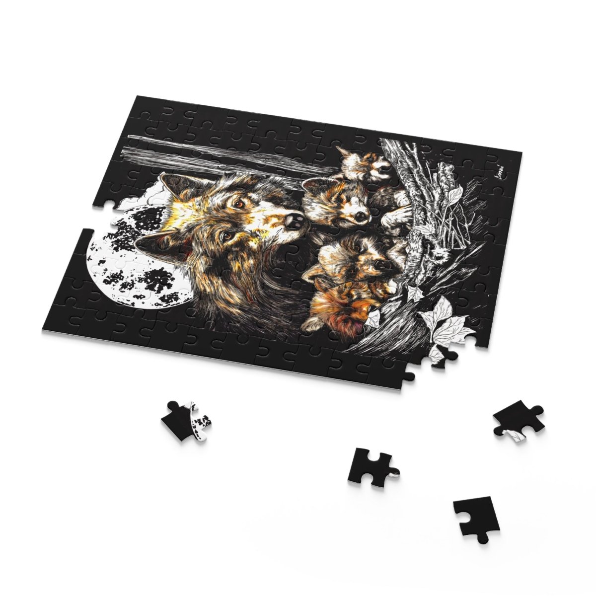 Wolf Family Puzzle - 120, 252, 500 - Piece Jigsaw for Nature Lovers - Curran Artworks