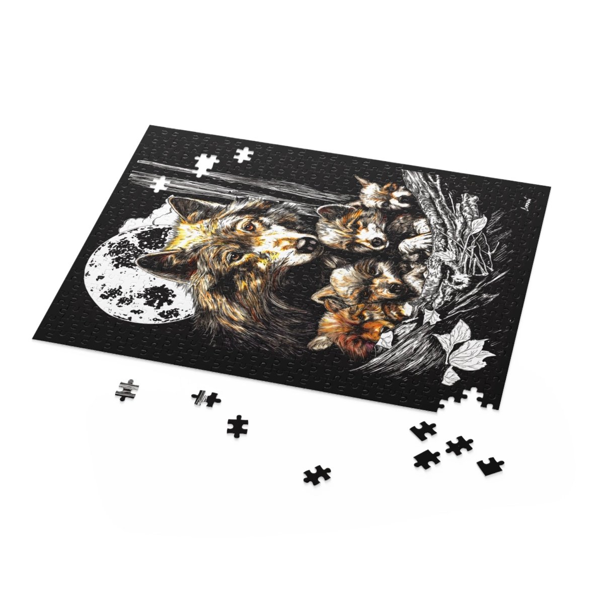 Wolf Family Puzzle - 120, 252, 500 - Piece Jigsaw for Nature Lovers - Curran Artworks