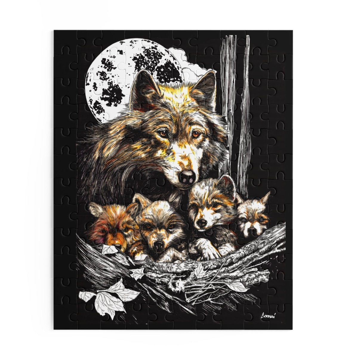 Wolf Family Puzzle - 120, 252, 500 - Piece Jigsaw for Nature Lovers - Curran Artworks