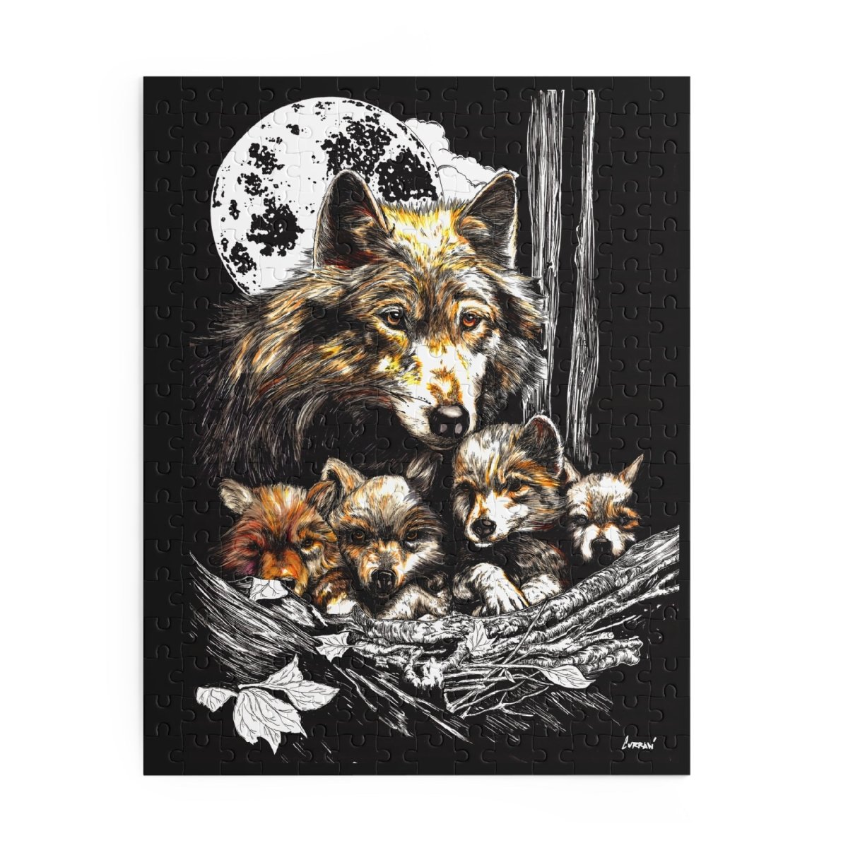 Wolf Family Puzzle - 120, 252, 500 - Piece Jigsaw for Nature Lovers - Curran Artworks