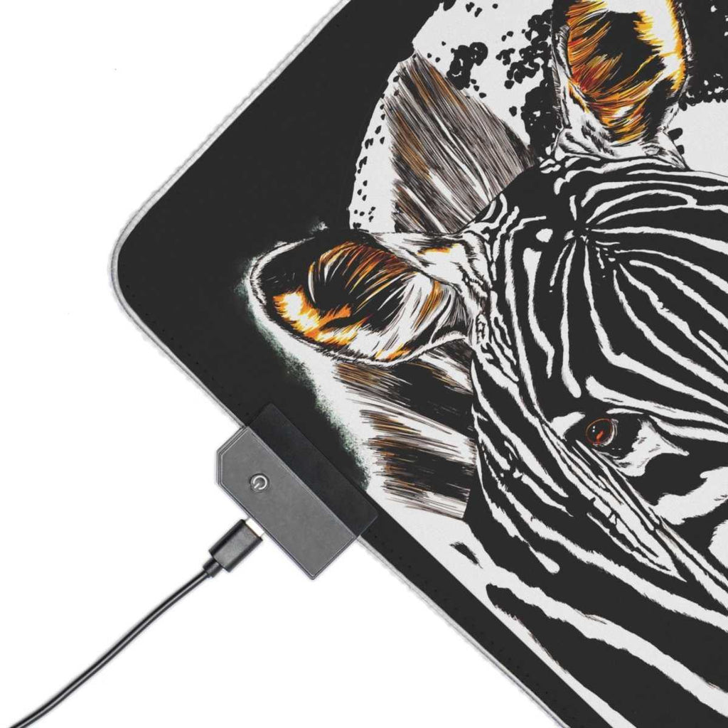 Zebra LED Gaming Mouse Pad - Perfect for Gamers and Animal Lovers - Curran Artworks