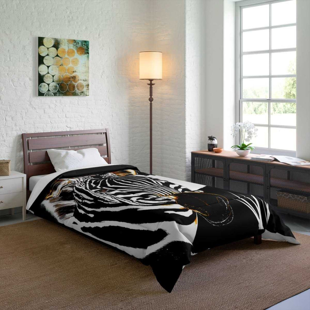Zebra Print Comforter - Bold Animal Design for Stylish Bedrooms - Curran Artworks