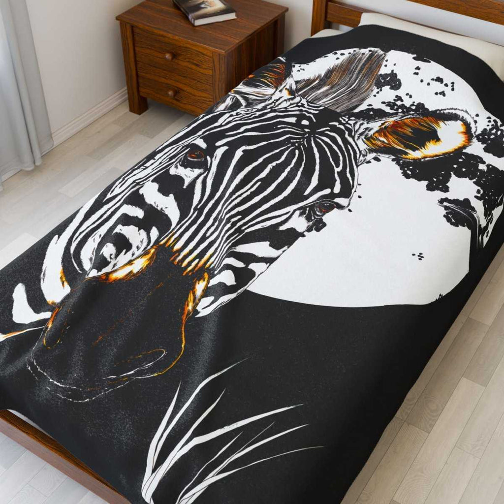 Zebra Print Velveteen Blanket Cozy Animal Inspired Decor