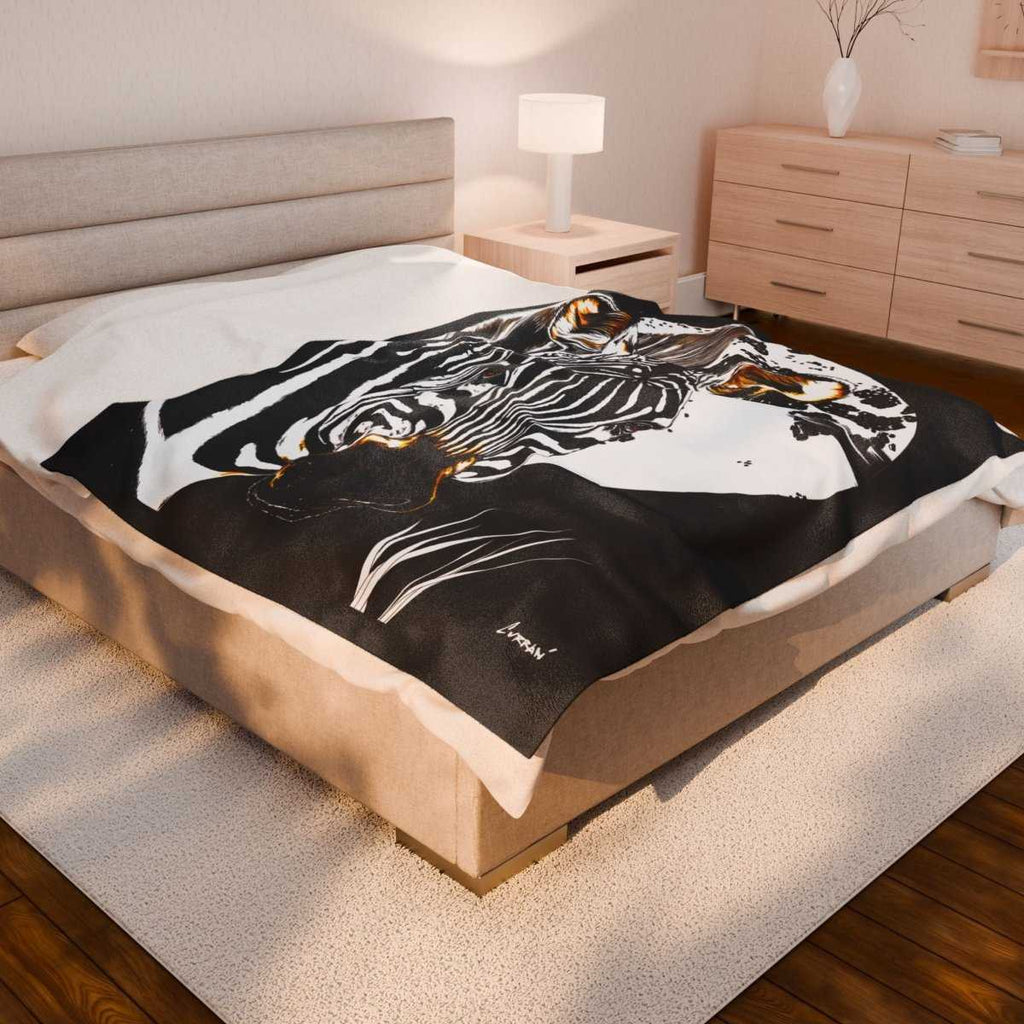 Zebra Print Velveteen Blanket Cozy Animal Inspired Decor