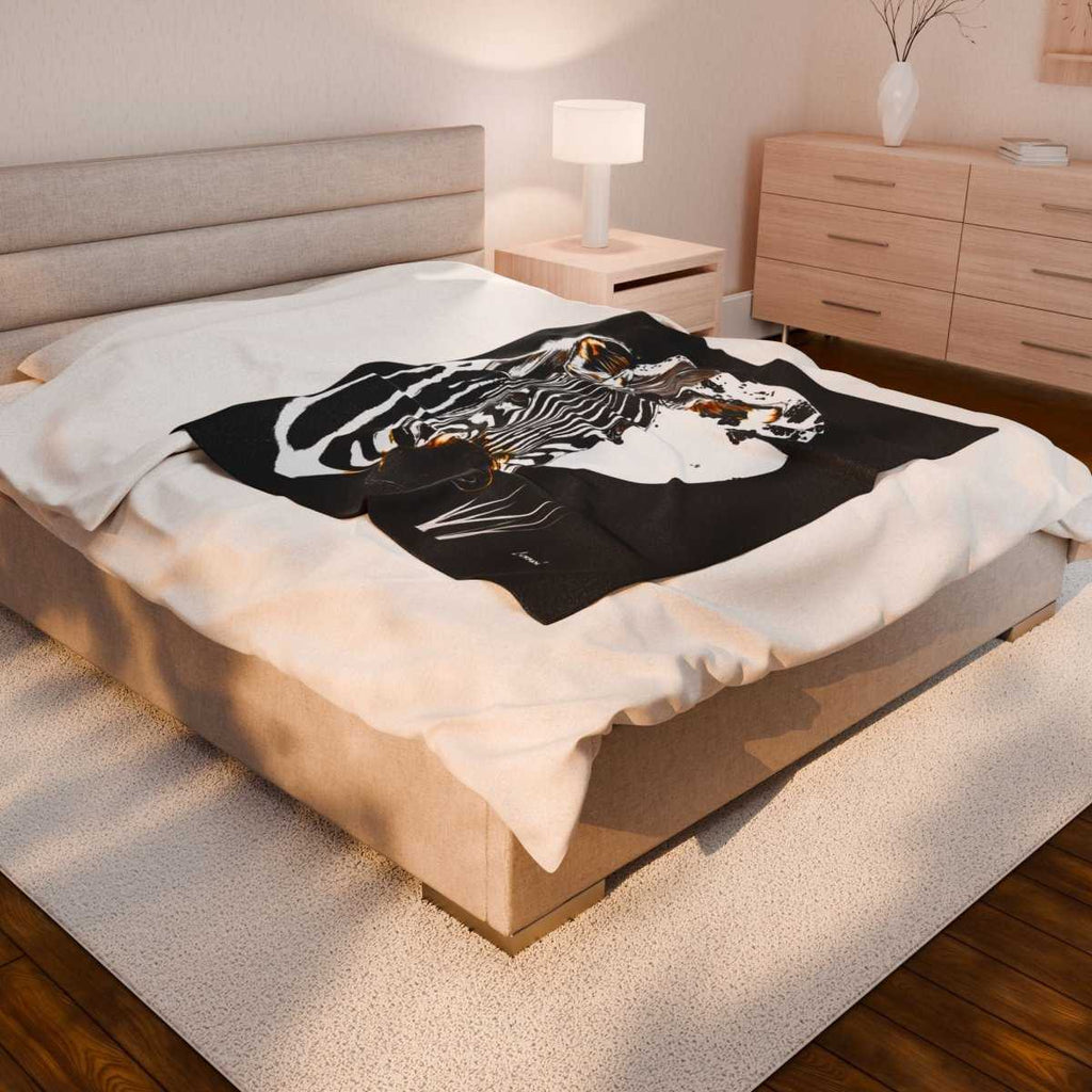 Zebra Print Velveteen Blanket Cozy Animal Inspired Decor