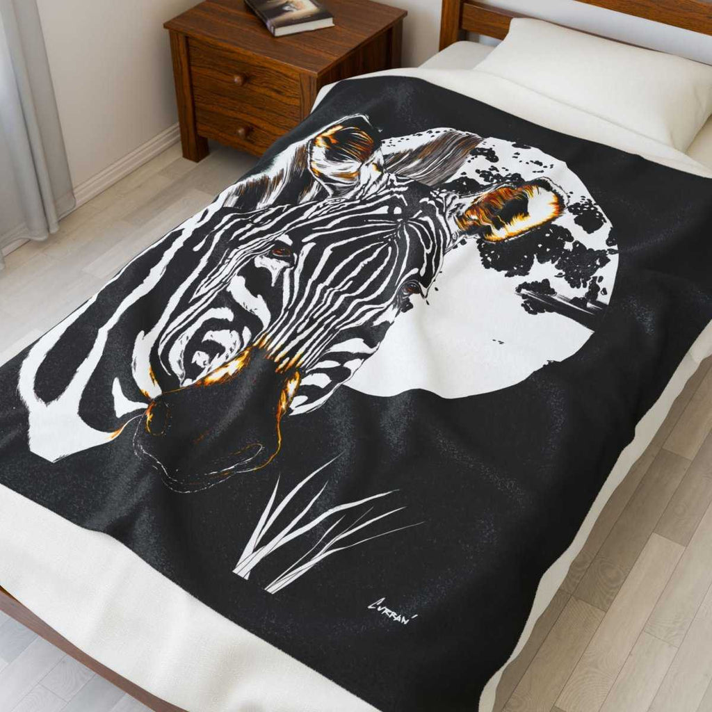 Zebra Print Velveteen Blanket Cozy Animal Inspired Decor