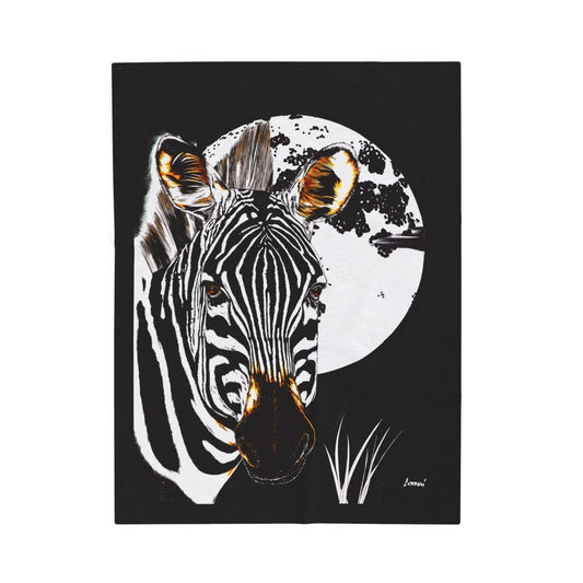 Zebra Print Velveteen Plush Blanket - Cozy Animal - Inspired Home Decor - Curran Artworks